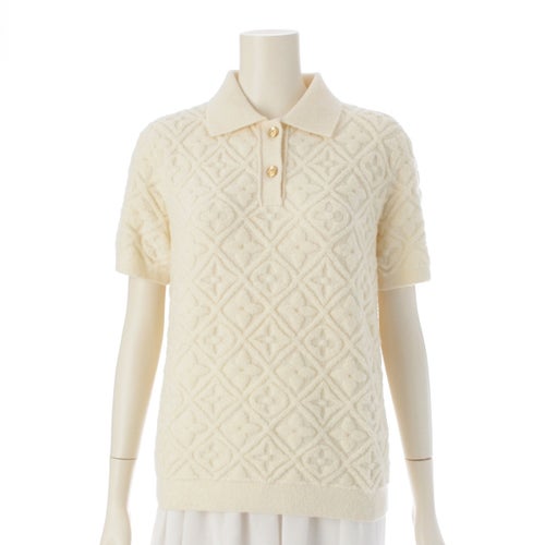 ルイヴィトン 25SS ウール混 モノグラム タウアリング ポロ 半袖 ニット トップス RW242WW 1AFTWI ホワイト S