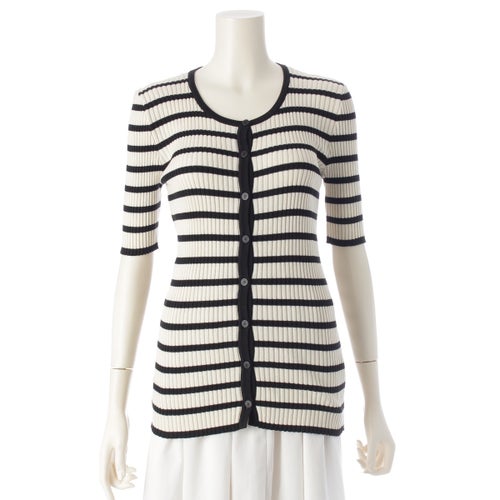 シャネル 98P コットン ココマーク ボーダー ニット アンサンブル P10236 P10233 ブラック×ホワイト 40