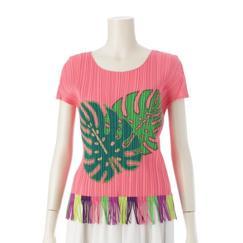 プリーツプリーズ イッセイミヤケ モンステラ柄 プリーツ フリンジ トップス PP91-JK572 ピンク 3