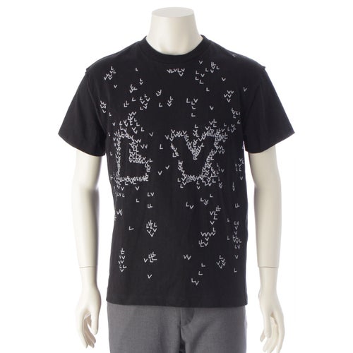 ルイヴィトン 22AW コットン LVスプレッドエンブロイダリー 半袖Tシャツ トップス ブラック XS