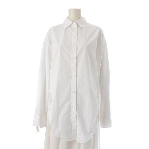 ロエベ 25SS コットン アナグラム カーブカット 長袖シャツ ワンピース S359Y05XCV ホワイト 36