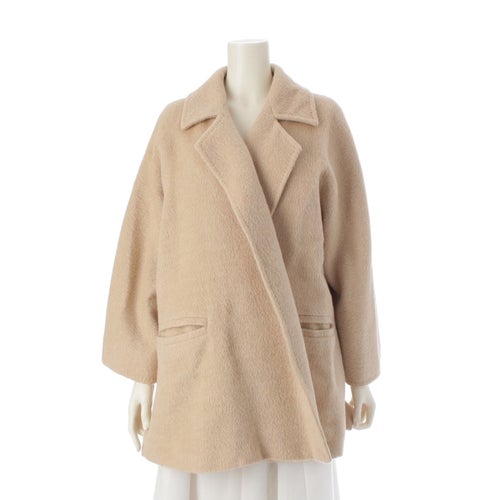 マックスマーラ モヘア アルパカ ウール 前開き ミドル丈 コート アウター ベージュ アイボリー系 38