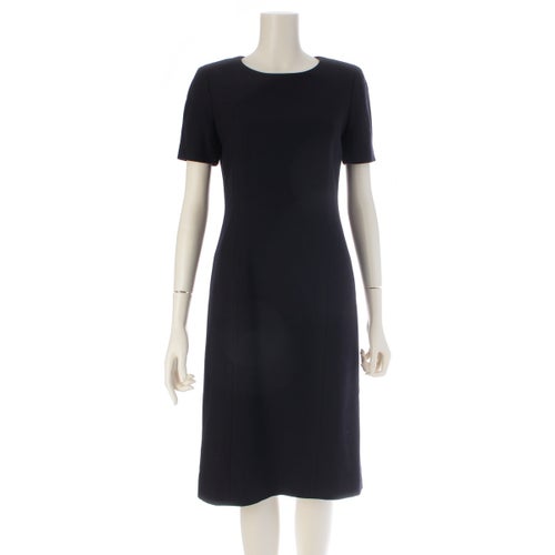 クレージュ ウール 半袖 ワンピース ネイビー ダークネイビー 7AR