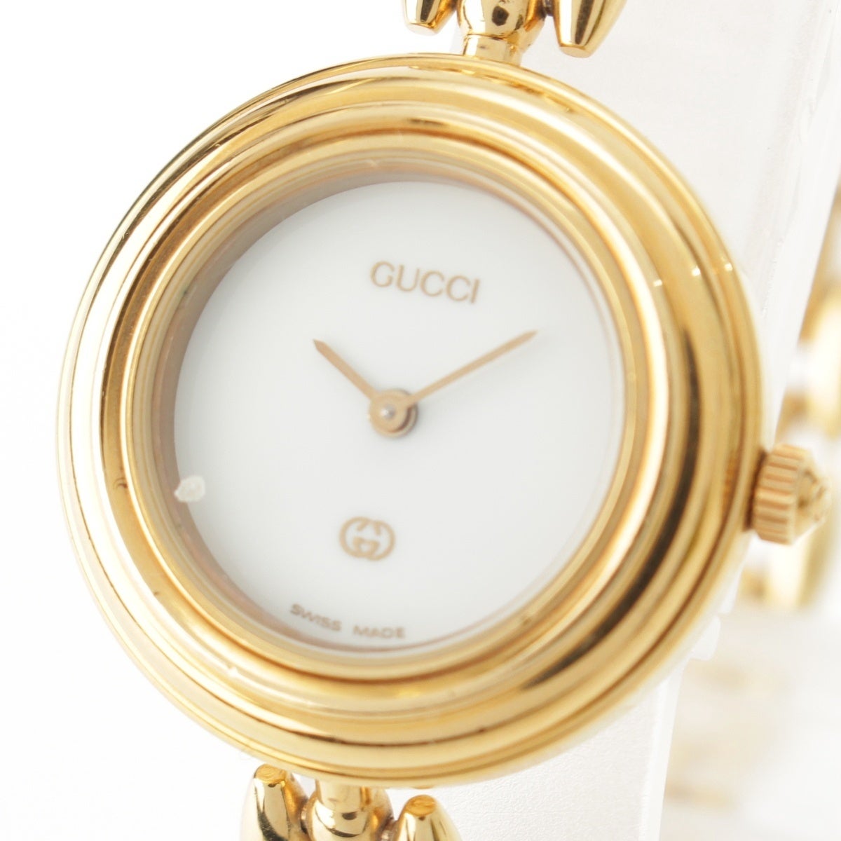 グッチ チェンジベゼル GP ベゼル5個 腕時計 クオーツ ホワイト文字盤