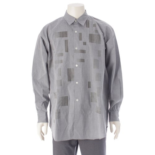 コムデギャルソンオム 90`s AD1999 コットン 田中オム ストライプ×チェックデザイン 長袖シャツ トップス HB-040340 グレー ‐