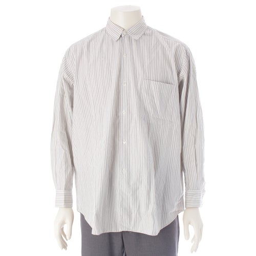 コムデギャルソンオムプリュス e80s 80s コットン ドット ストライプ 長袖シャツ トップス AD表記無し PB-110190 ホワイト グレー