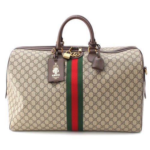 グッチ レザー GGスプリーム 2way ボストンバッグ 547959 ブラウン