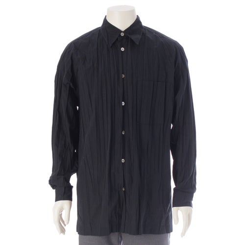 イッセイミヤケ 90s 1992 AW シワ加工 シェルボタン 長袖シャツ トップス ME23-FJ024 ブラック XL