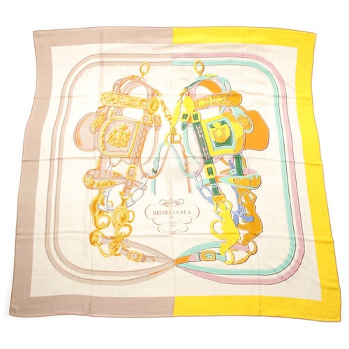 エルメス カレジェアン 140 カシミヤ シルク Brides de Gala Applique Pique スカーフ ブリッド ドゥ ガラ アップリケ ピケ マルチカラー