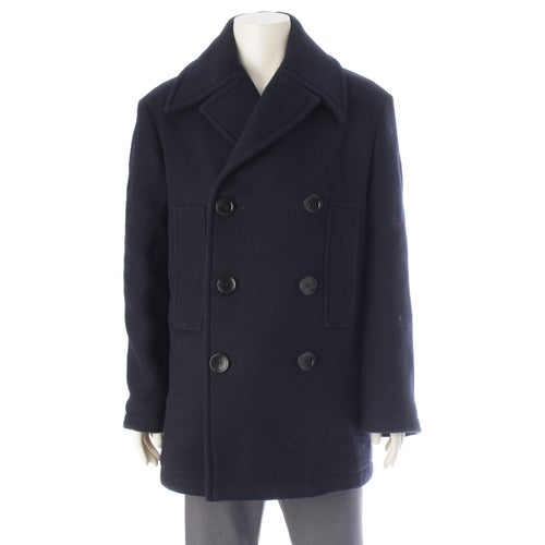 グッチ 2025AW シェリー ウール コットン ダブルブレスト ピーコート ライン 793666 ブラック 46(170/88A)