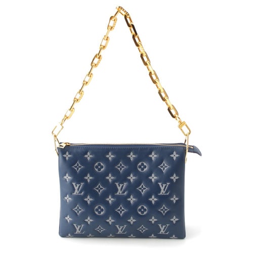 ルイヴィトン モノグラム クッサンPM クラッチ ショルダーバッグ M59392 ブルー ネイビー