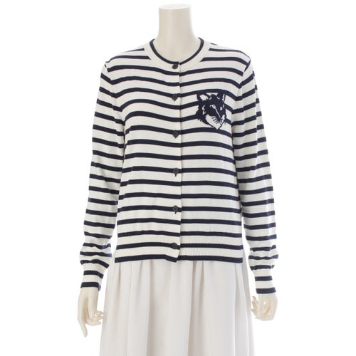 メゾンキツネ コットン ボーダー カーディガン トップス MW00502KT1102 ネイビー ホワイト XS