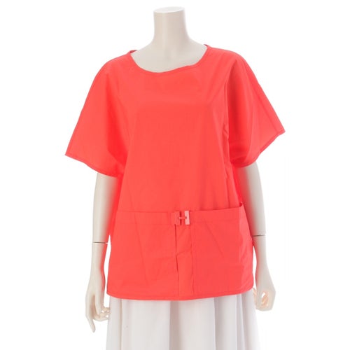 エルメス コットン Hモチーフ クルーネック シャツ ブラウス 半袖 オレンジ 40