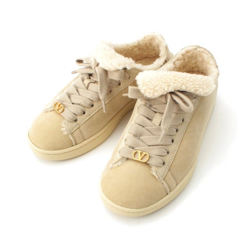 ヴァレンティノ 25AW ムートン ロートップ スニーカー シューズ 7W0S0LX9 グリーン系 35