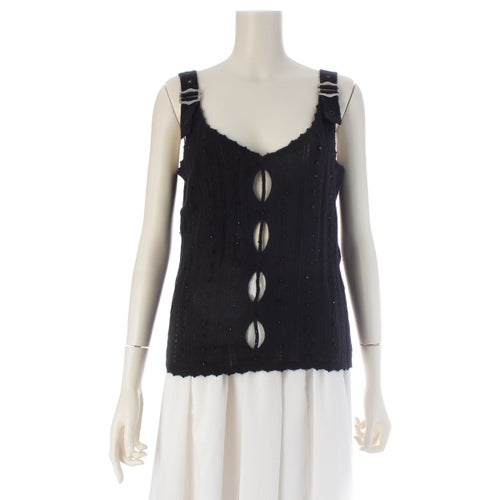 ディオール 03年 アンゴラ ガリアーノ ラインストーン ニットトップス キャミソール 3A13055250 ブラック 40