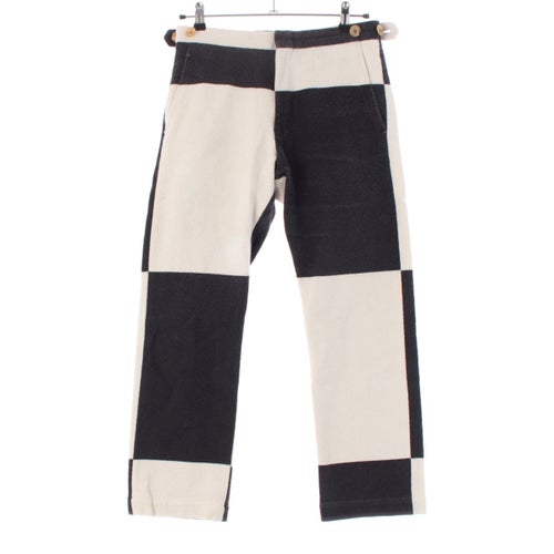 コムデギャルソンオムプリュス AD2001 02SS 蛍光期 コットン カラーブロック バイカラー パイル パンツ PP 10017S ホワイト ブラック S