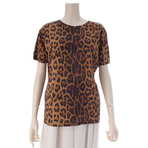 サンローラン 15年 コットン レオパード 半袖 カットソー Tシャツ トップス 414554 ブラウン L