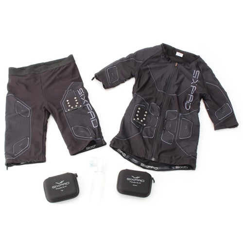 シックスパッド パワースーツ ジップ 半袖 トップス ボトム パンツ 上下 セット 家電 ブラック M