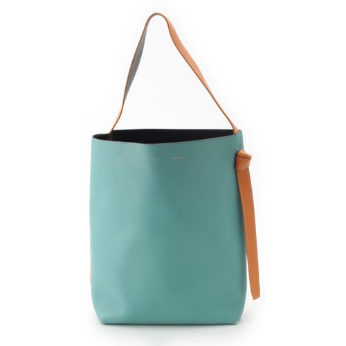 セリーヌ レザー ツイステッド カバ トートバッグ オレンジ ブルー バイカラー