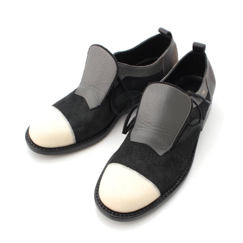 コムデギャルソン 2002AW スウェードレザー 牛革 ローファー フラットシューズ ブラック グレー ホワイト 24