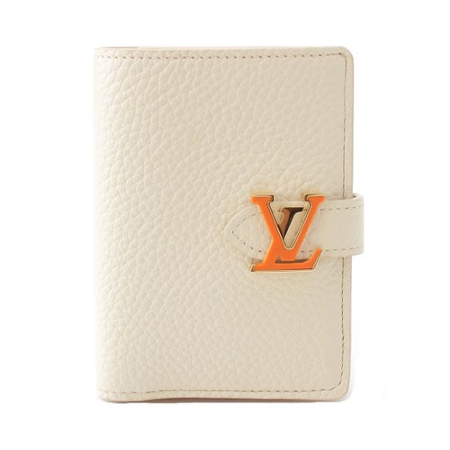 ルイヴィトン LVヴェルティカルウォレットコンパクト トリヨン 二つ折り財布 M11169 ホワイト クオーツ オレンジ