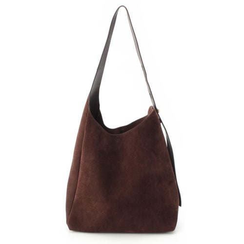 トリーバーチ スエード レザー ロミー スモール ホーボー ハンドバッグ ブラウン