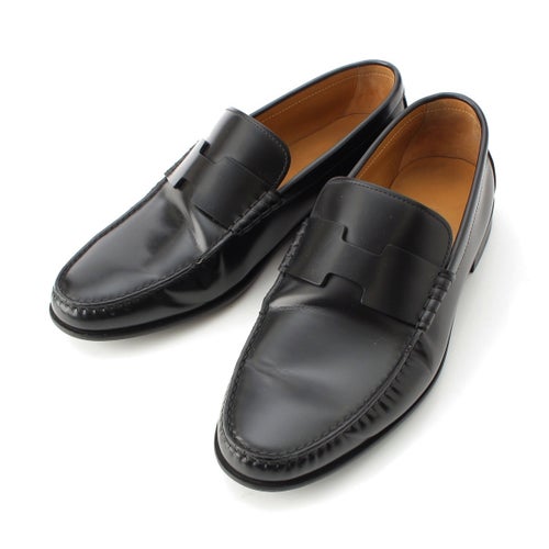 エルメス レザー ケネディ モカシン ローファー シューズ ブラック 41