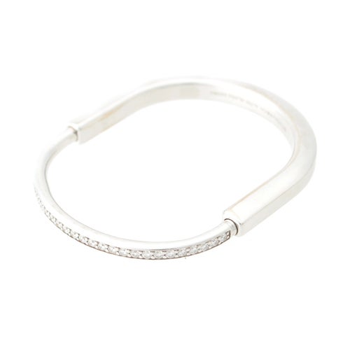 ティファニー ロック ハーフ パヴェダイヤ ブレスレット バングル 750 D1.20ct ホワイトゴールド 35.72g