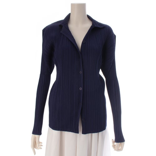 プリーツプリーズ イッセイミヤケ 01AW ポリエステル 長袖 ジャケット カーディガン PP13-JJ505 パープルネイビー ネイビー系 4