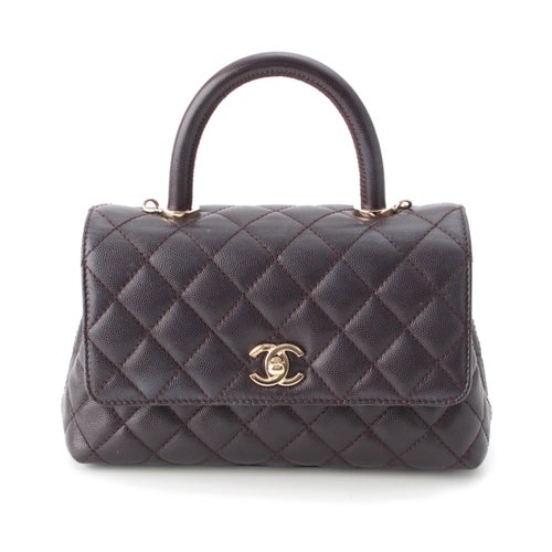 シャネル ココハンドル24 XS キャビアスキン 2WAY ハンドバッグ ゴールド金具 ブラウン