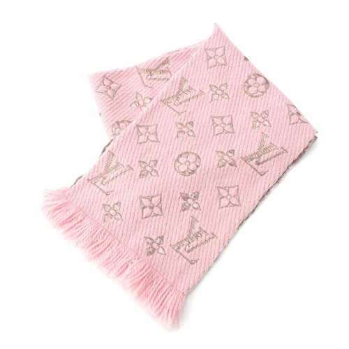 ルイヴィトン ウール シルク エシャルプ ロゴマニア シャイン マフラー M70466 ピンク