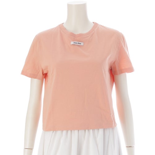 ミュウミュウ 23年 コットン ロゴ ショート 長袖シャツ トップス MJN484 ピンク S