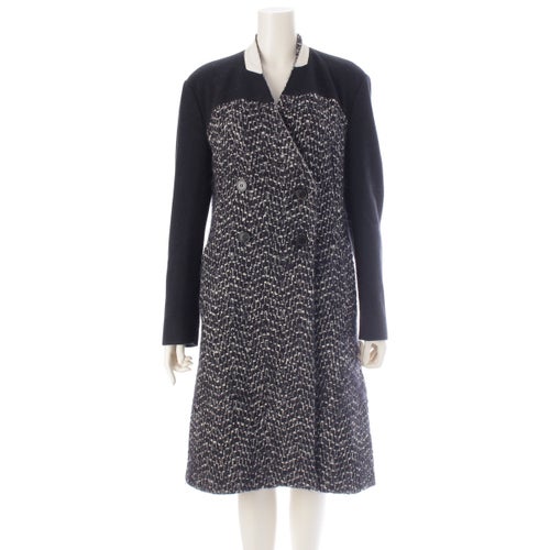 ドリスヴァンノッテン モヘア ウール コート ブラック×ホワイト 36