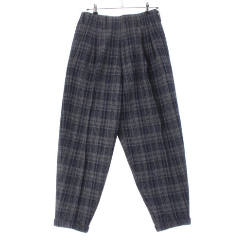 ワイズ フォー メン 00AW ヨウジヤマモト Yohji Yamamoto ウール チェック スラックス パンツ MT-P02-128 ネイビー グレー M