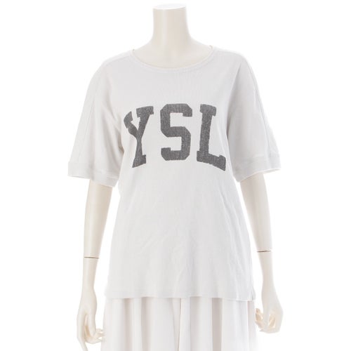 サンローラン 21年 YSL ロゴ 刺繍 プリント カットソー 半袖 トップス 672370 オフホワイト XS