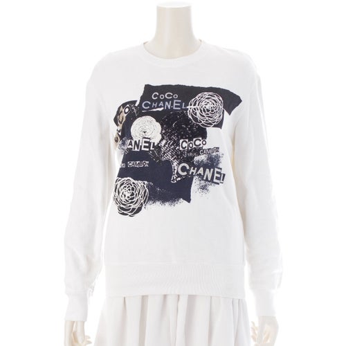シャネル グラフィティ CCロゴ ココマーク カメリア トレーナー スウェット トップス P63298 ホワイト XS
