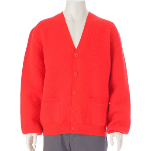 ルイヴィトン 24SS メンズ LVロゴ エピ ウール ニット Vネック ーディガン 1AFALU レッド L カーディガン