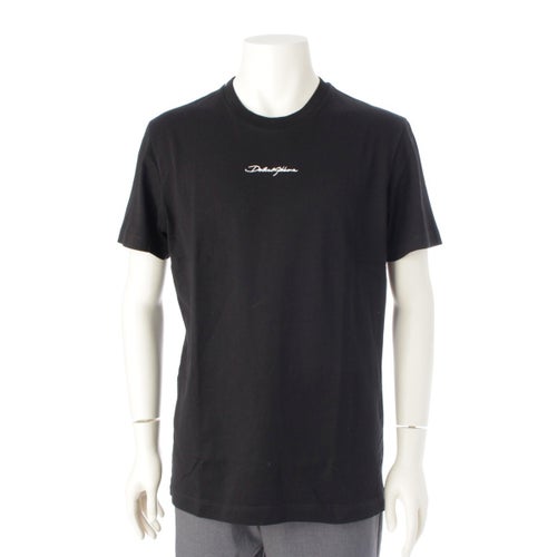 ドルチェアンドガッバーナ コットン ロゴ刺繍 ロゴパッチ 半袖Ｔシャツ トップス ブラック 50