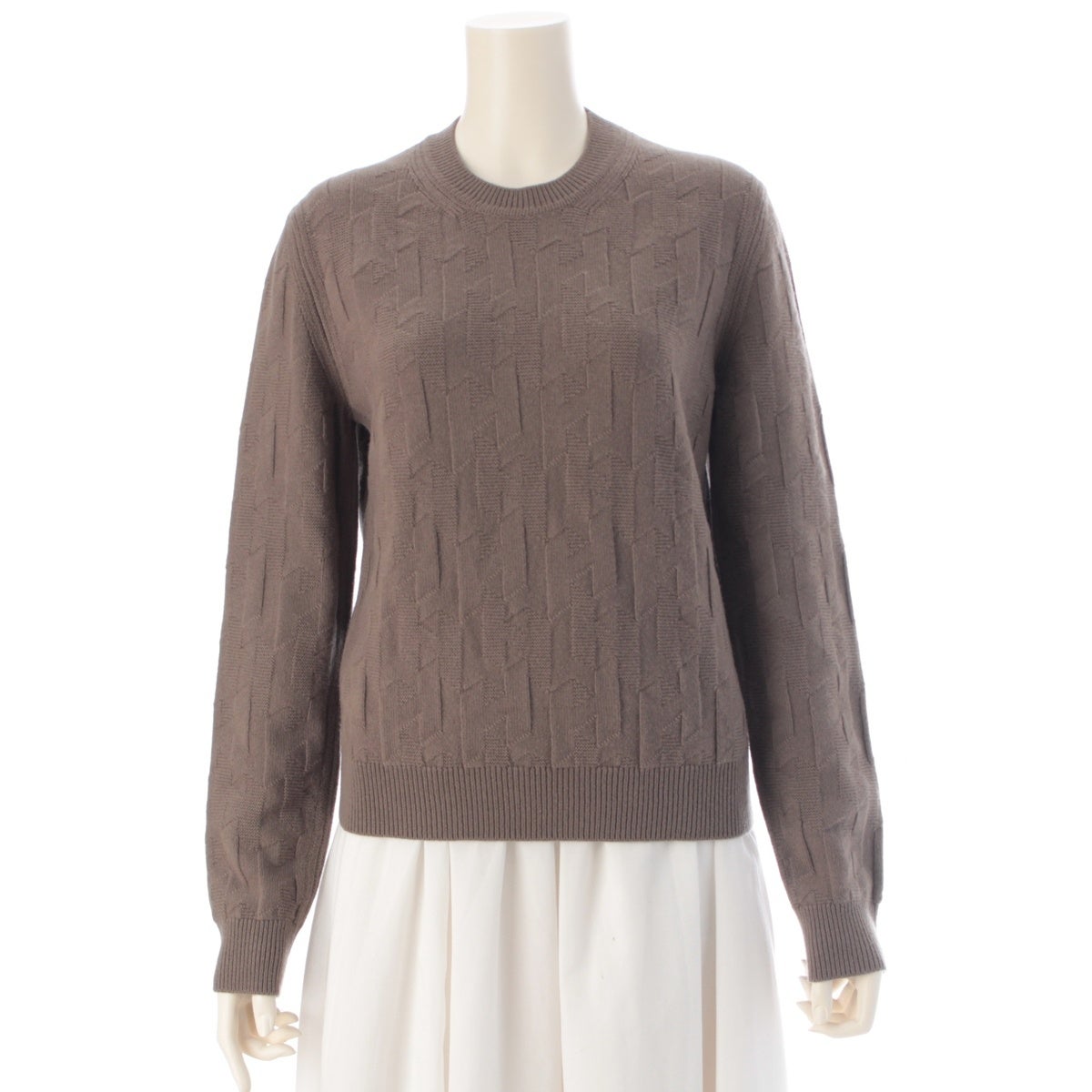 エルメス 23AW ウール Hモチーフ ニット 長袖 3H2617D4 ブラウン 40【中古】 エルメス 23AW ウール Hモチーフ ニット 長袖 3H2617D4 ブラウン 40