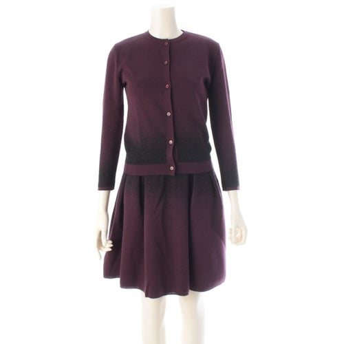 ディオール 12AW ウール ラメ ラフシモンズ期 ワンピースセットアップ パープル 38
