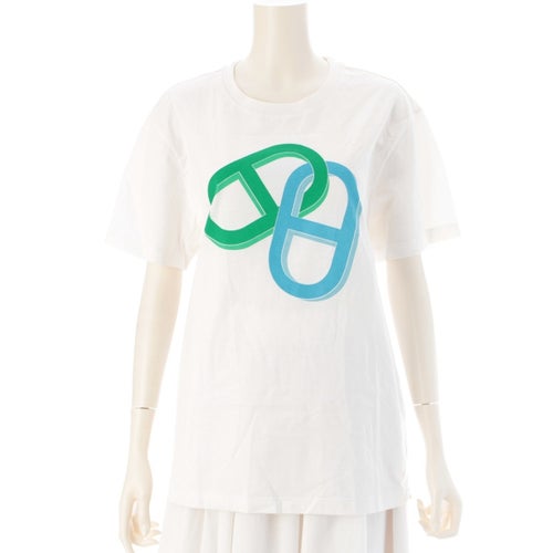 エルメス シェーヌダンクル リンクモチーフ プリント クルーネック カットソー トップス ホワイト