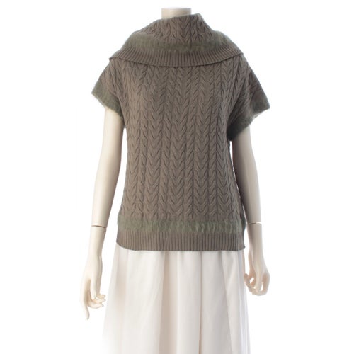 ディオール ウール カシミヤ ケーブルニット ハイネック ニット セーター 3A13055221 カーキグリーン 40