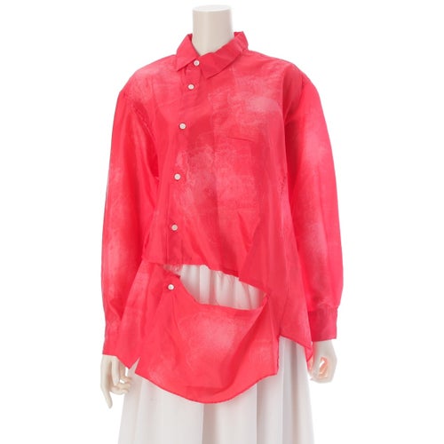 コムデギャルソン 25AW AD2025 タフタ カッティング ねじれ 長袖シャツ トップス GP-B006 レッド S