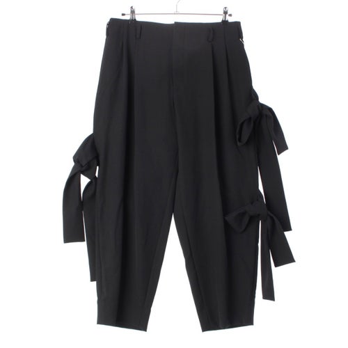 コムデギャルソンオムプリュス 25SS AD2024 ウールギャバジン サイドリボン パンツ ボトムス PO-P054 ブラック M