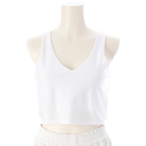 クロムハーツ ホースシュー ロゴ モノグラム クロップド タンクトップ トップス ホワイト SMALL