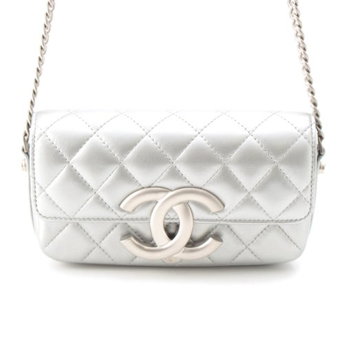 シャネル レザー マトラッセ デカココマーク チェーン ショルダーバッグ AP3207 シルバー