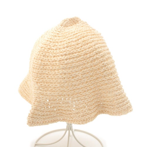 イッセイミヤケ 80-90s ボディワークス リネン ニット 和紙 ビーニー ニットキャップ 帽子 サンプル品 ベージュ