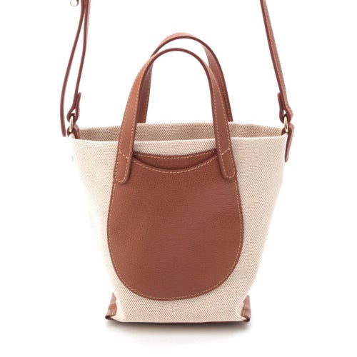 ロンシャン キャンバス ル フローネ トワル S 2way クロスボディ ショルダーバッグ ブラウン