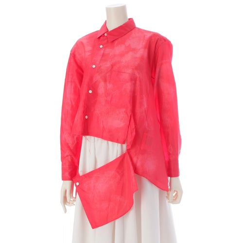 コムデギャルソン 25AW AD2025 タフタ カッティング ねじれ 長袖シャツ GP-B006 レッド XS