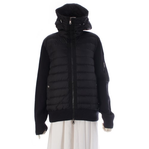 モンクレール 24年 CARDIGAN TRICOT ニット切替 ダウン カーディガン アウター ブラック M